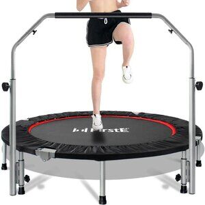 48 Inch Foldable Trampolines with Foam Handrails 4 Levels Adjustable Heights